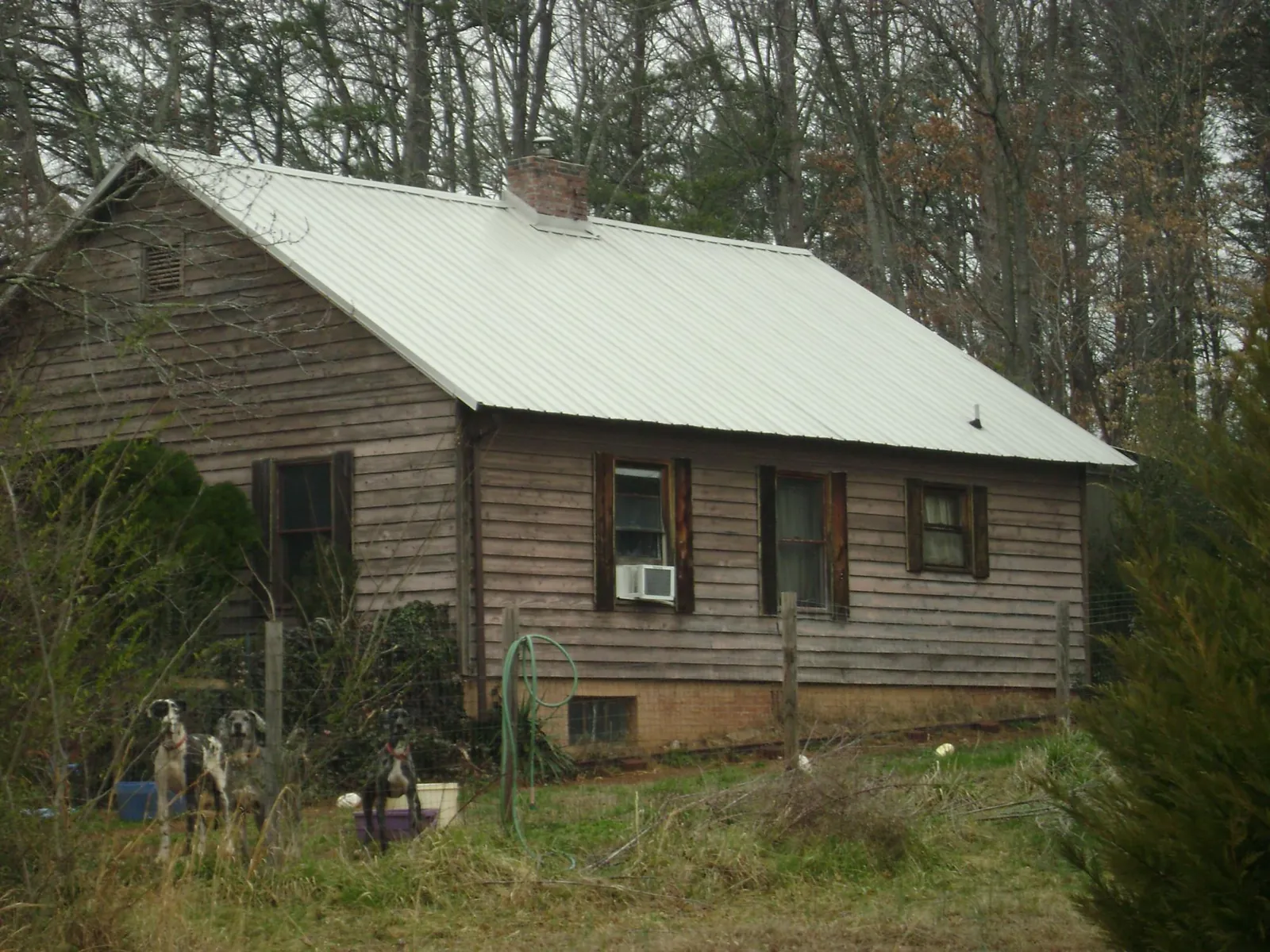 White metal roof on an old wood sided farmhouse, from a Asphalt Shingle Roof Repair job in Hermanville